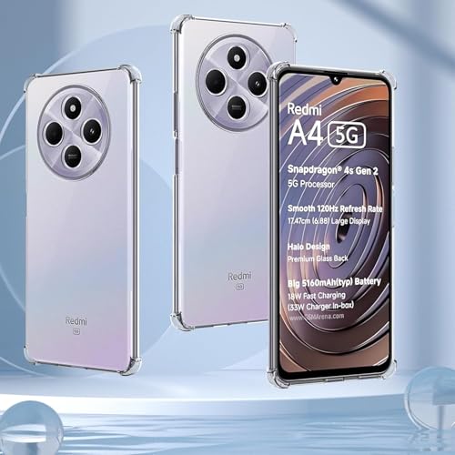 Image of REALCASE Silicone Redmi A4 5G Back Cover Scratch Resistant Protective Crystal Clear Transparent Back Cover for Redmi A4 5G / Poco C75 5G / Redmi 14C 5G / Poco M7 5G