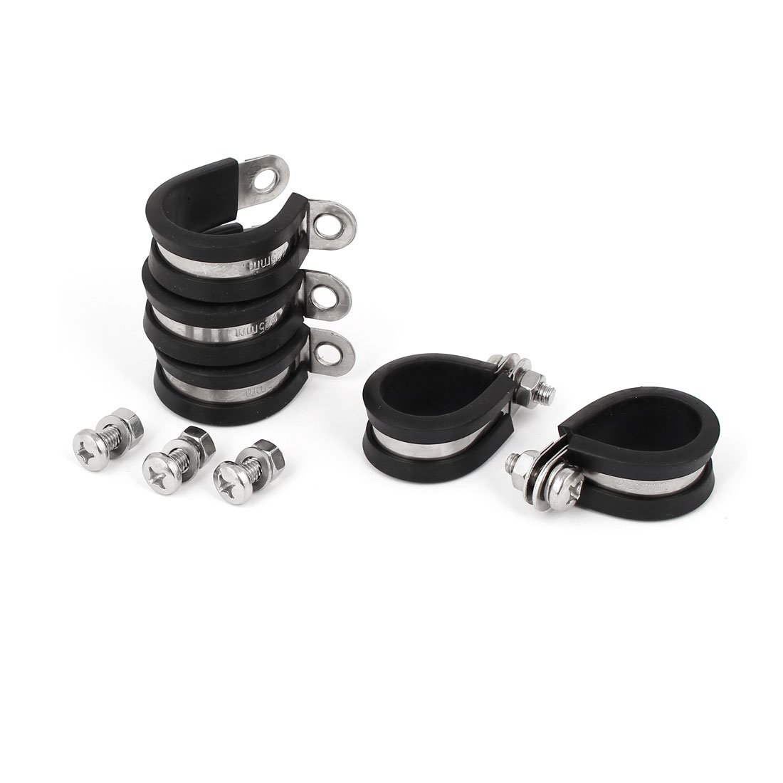 Aexit 5pcs 25mm Clamps P Clips EPDM Rubber Lined Mounting Bracket for Pipe Strap Clamps Tube Cable