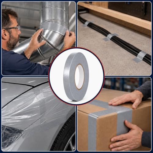 Image of GGR Supplies CDT-36 Industrial Grade Cloth Duct Tape, Grey 1 /2 Inch x 60 Yards, Waterproof UV Resistant Heavy Duty, Clean Removal with No Sticky Residue for Repairs, Packaging, and Bundling