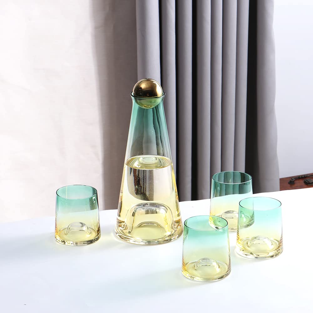 Caraffa in vetro di cristallo per vino, brocca per acqua e bollitore, con sfera in legno, per vino rosso, acqua calda, succhi di frutta, tè e bevande