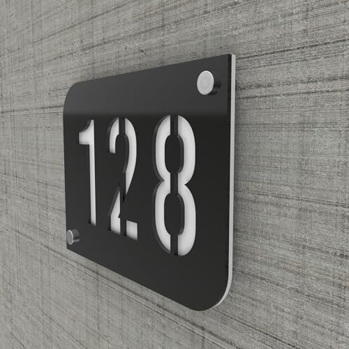 DECOHO - Plaque numéro de rue personnalisable PMMA - Plaque maison design vert pomme effet givré - 20x15 cm épaisseur 3 mm avec entretois - Blanc