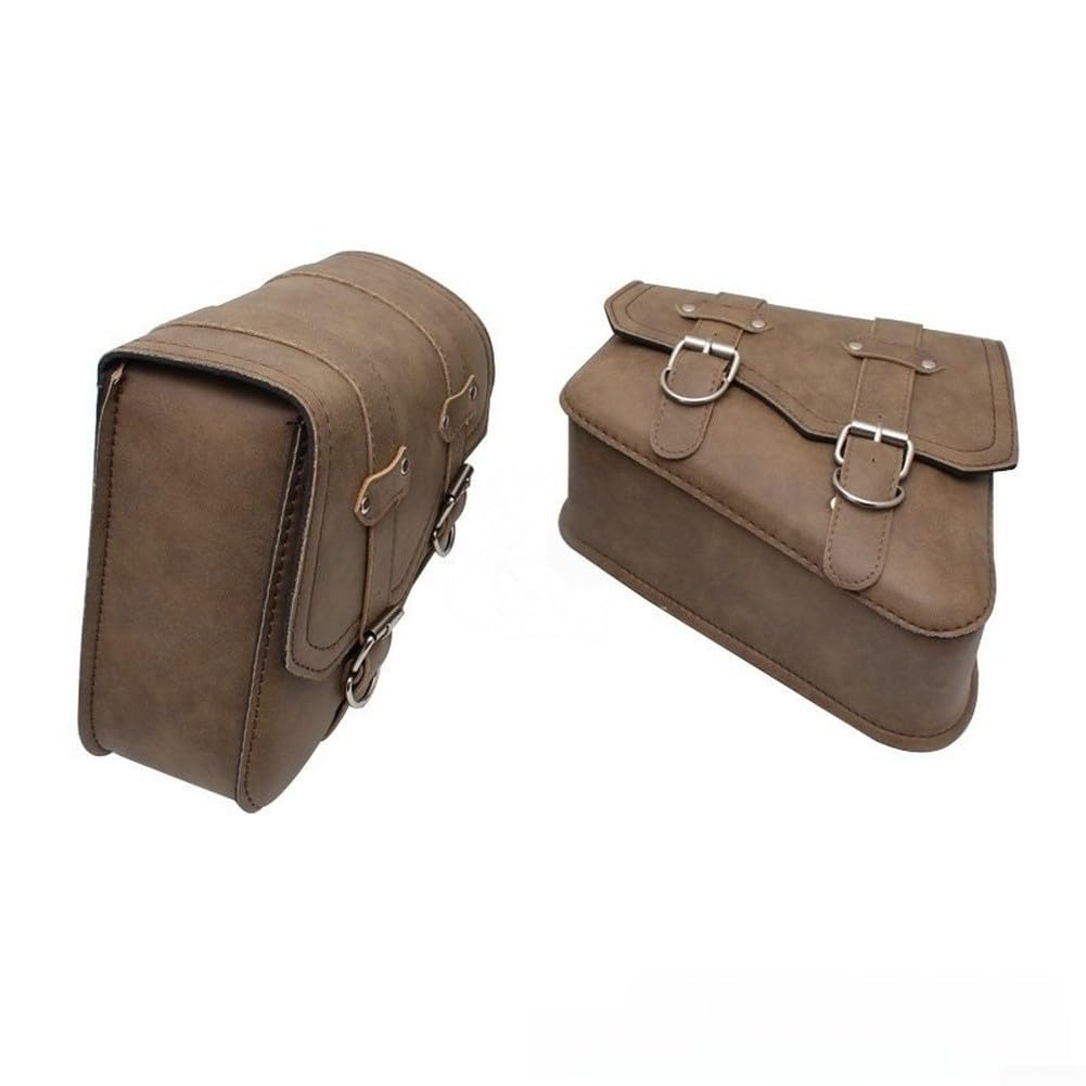 Borsa a triangolo laterale per moto, spaziosa sella in poliuretano per riporre attrezzi per spostamenti quotidiani e avventure, beige, 28 x 24 x 14 cm (destra)