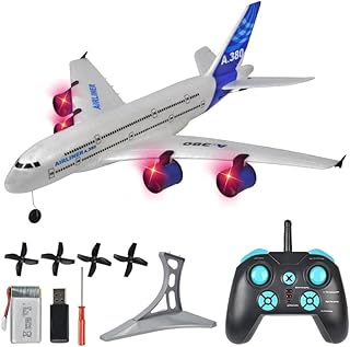 RKSTD RC Plane - RC Plane Ready to Fly, 2.4Ghz 3 Channels RC Plane with Built-in 6-Axis Gyroscope, Durable EPP Foam Material RC Plane with LED Lights, Suitable for Kids Boys Girls Beginners