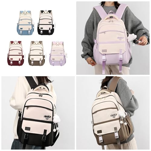 Sac à dos en nylon coloré léger et robuste avec breloque Contrasat