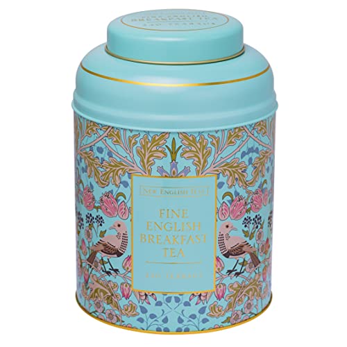 New English Teas Song Thrush & Berries Tea Caddy in Mint Green with 240 English Breakfast Teabags