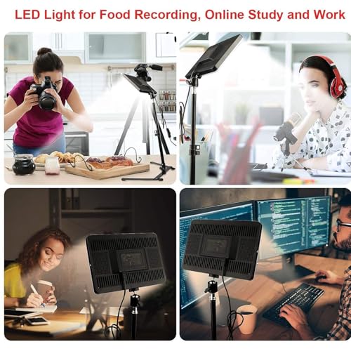 Image of GiftMax 11 inch LED Video Soft Light Panel, for Studio Photography | Video Recording | Conference | YouTube,2700K-5700K CRI95+ | with Remote Control (Camera Light with 7Ft Stand)