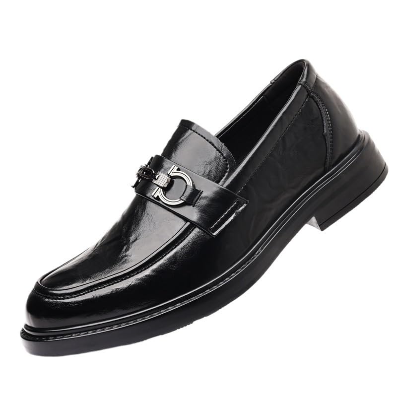 Men’s Wingtip Pointed Toe Oxfords Mens Slip-On Leather Dress Shoes Breathable Leather Brogue Shoes