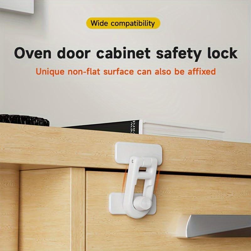1PC No-Drill Safety Latches - Door Locks with Buckle Design - Prevents Accidental Closure for Secure Storage - Easy Installation for Fridge and Drawer