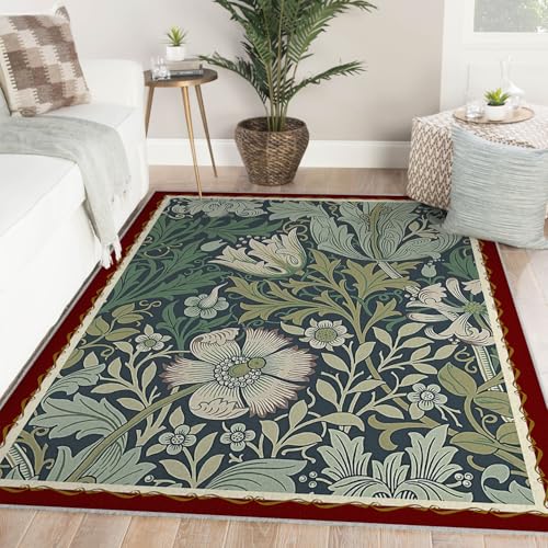 Tapis de salon lavable 120x180 cm fleuri vintage antidérapant