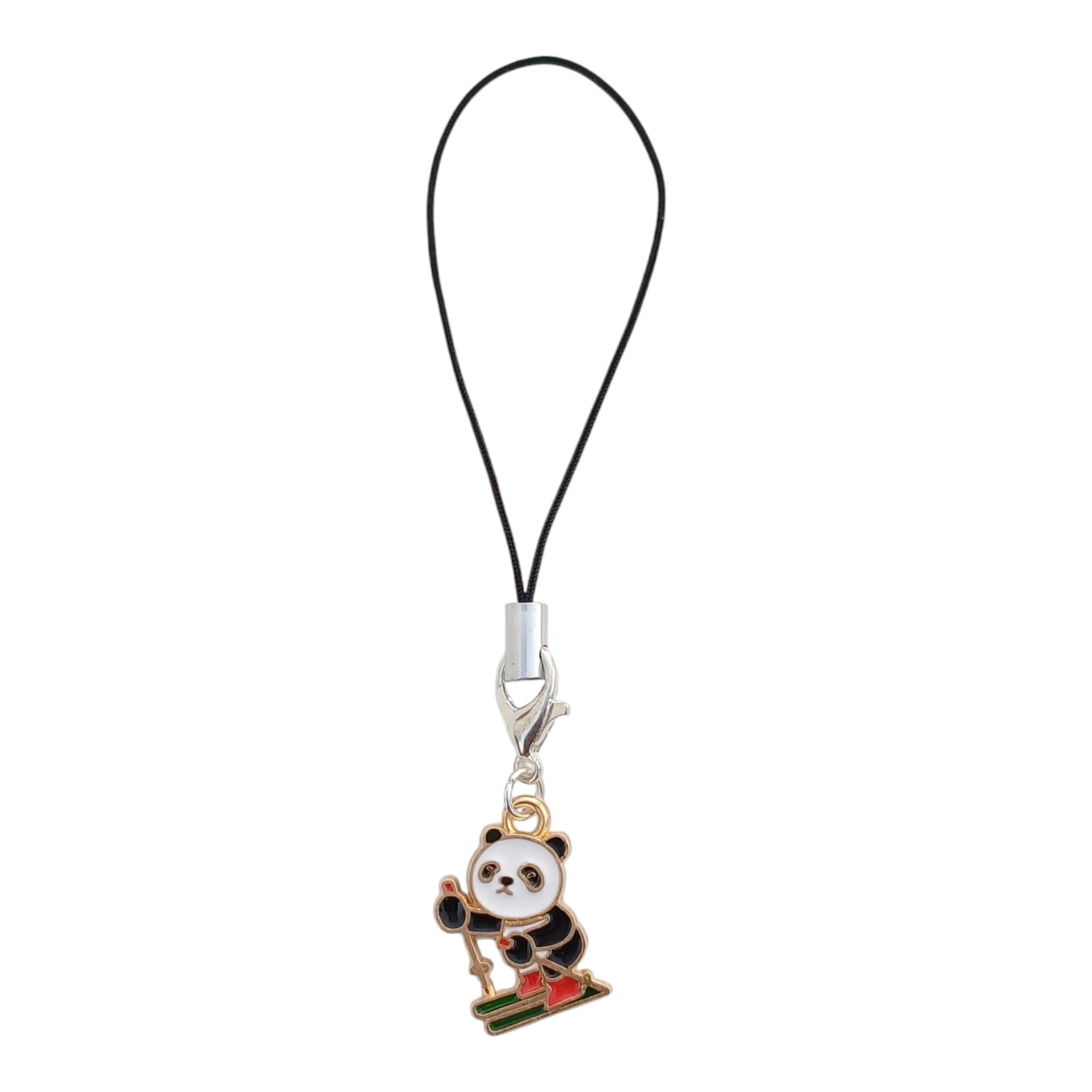 Skiing Panda Phone Charm Enamel Mobile Strap with Metal Clasp | Adds a stylish decorative touch to phones, tablets, cameras, keychains, bags-image-23