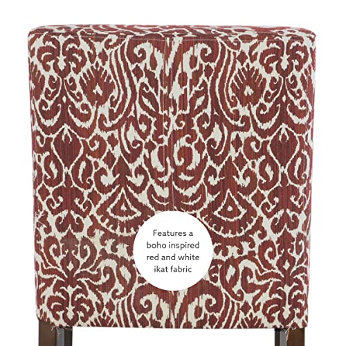 Linon Morocco Lava Manhattan Stain Barstool Bar Stool, 17.75"W X 22"D X 43"H, Red/White #TOP4