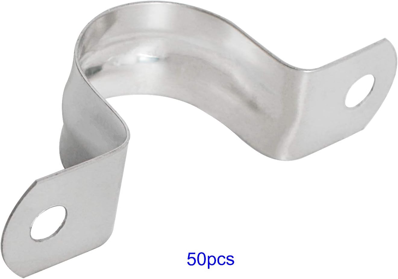 Aopin 27mm Rigid Pipe Strap Clamp 2 Holes Strap U Bracket Tube Strap Tension Clips 201 Stainless Steel, for Pipe Fixing Silver, 50Pcs - Image 4