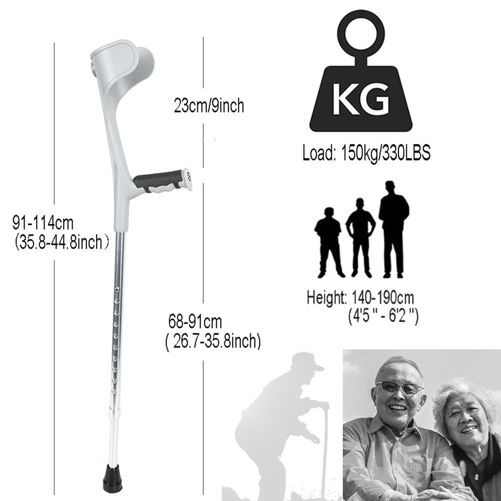 Muletas Ortopédicas para Adultos, Muletas para Viaje（1 Unidad）, Muletas para Caminar, Empuñadura Ergonómicas, Altura Aplicable: 140-190cm