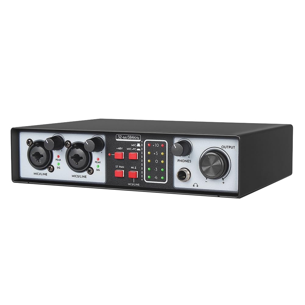 VENEKA Karta dźwiękowa Zewnętrzny interfejs audio USB 2 w 2 wyjściach USB karta dźwiękowa do komputera sterownik nagrywanie z miksera karaoke