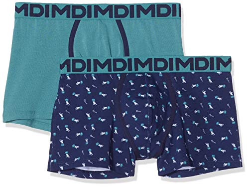 Dim Boxer Mix and Fancy X2, Multicolor (Bleu Precieux/Imprime Palmier 97b), Medium (Talla del Fabricante: 3) (Pack de 2) para Hombre