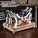 KAIJIENOO® | 4-Cylinder All-Metal Hot Air Stirling Engine Model Kit,Fully Geared,Low Noise, Precision CNC Parts, Pre-Assembled Sterling Engines for STEM Teaching & Office Stress Relief