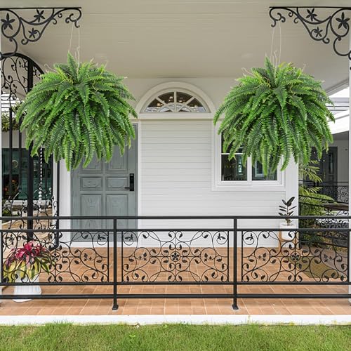 Dkaltm Single Silky Artificial Boston Fern Bush, 49Inch Large Artificial Ferns for Outdoors, Large Faux Ferns Artificial Plants,Suitable for Decorating Office, Living Room Faux Greenery,95Branches - Thumbnail 5