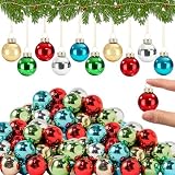 Detene 60 Pcs Christmas Glass Balls Ornaments Mini Christmas Glitter Glass Ornaments Glittering Small Ball Hanging Decoration for Tree for Xmas Wreath Party DIY Craft Supplies