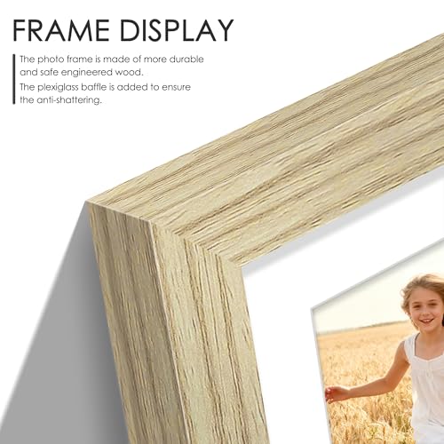 Image of DUENPY 11x14 Collage Picture Frame 4x6 Collage Picture Frame Displays Five 4x6 inch Photos or 11x14 (Without Mat) Wall Decor Wall Hanging or Tabletop Wood Color