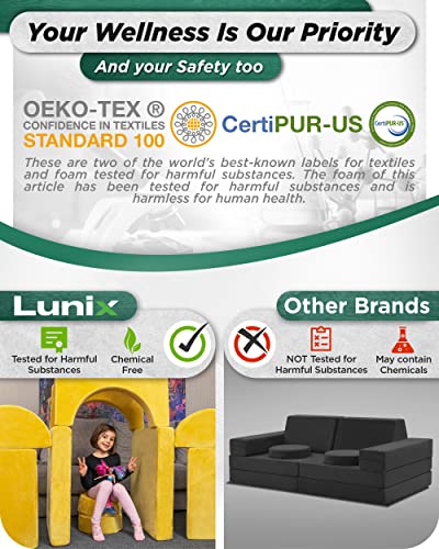 Lunix Lx15 14Pcs Modular Kids Play Couch, Child Sectional Sofa, Fortplay Bedroom And Playroom Furniture For Toddlers, Convertible Foam And Floor Cushion For Boys And Girls, Yellow #TOP7