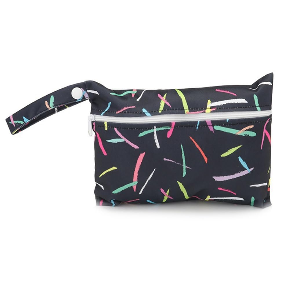 Qiantull Mini Windeltasche mit Bunte Tier-Muster wasserdichte Wetbag Wickeltasche 22 * 15cm Klein Nassbeutel Windel Tasche Wet Dry Cloth Organiser Beutel Babys Schwimmen Reisen StrandSilbernes Licht