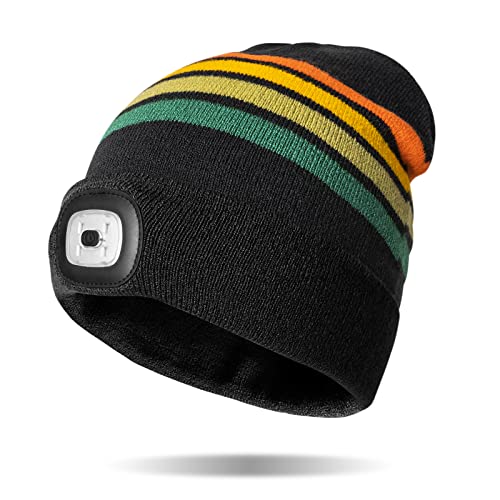 Image of Classic Rechargeable LED Warm Knit Beanie Head Light Hat Headlamp for Outdoor Activities