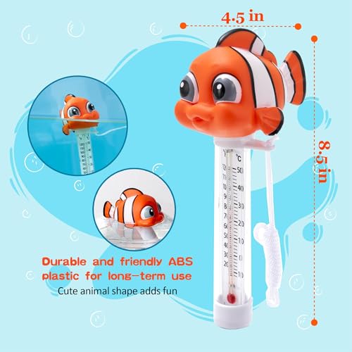 INCETUE Pool Thermometer Floating Easy Read, Water Temperature Gauge with String for Ice Bath, Cold Plunge, Spa, Pond, Hot Tub, Outdoor & Indoor Swimming Pools - Clown Fish - Image 3