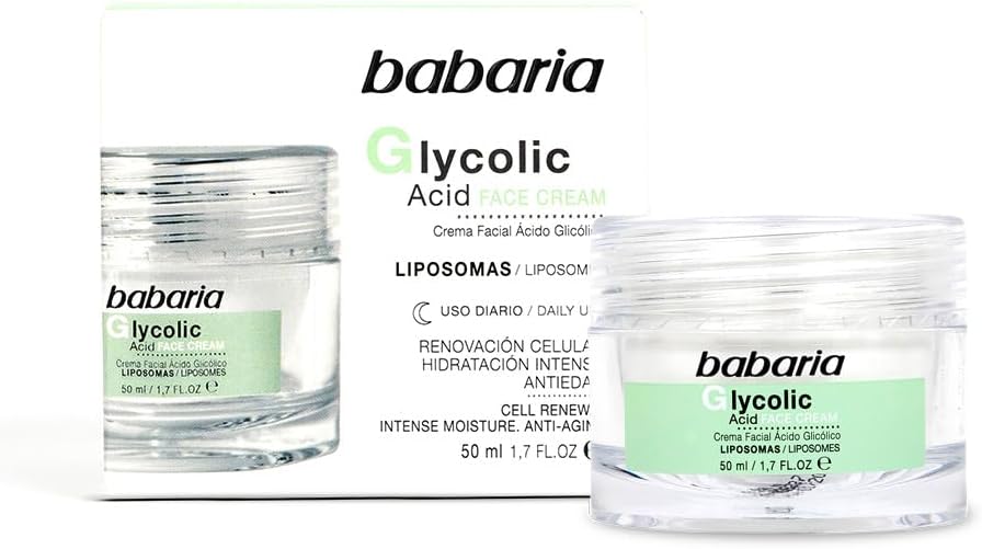 Babaria – Glycolic Acid Women’s Facial Moisturizer | Anti-Stain Cream for Women | Facial Detigmentant with Vitamin E | Anti-Aging and Cell Renewal | Daily Use 50ml