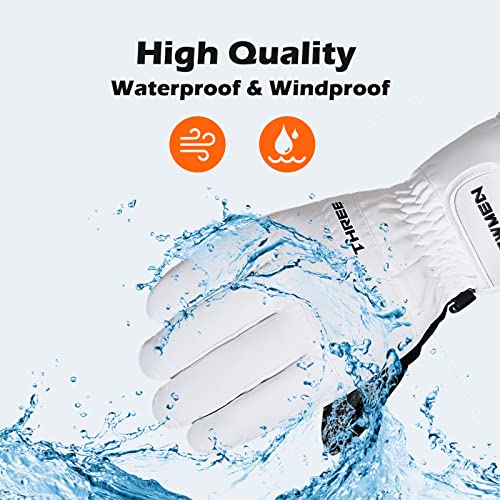 American Trends Ski Gloves For Men Women Winter Warm Snow Gloves Waterproof Touchscreen Pockets Winter Snow Ski Gloves White M #TOP4