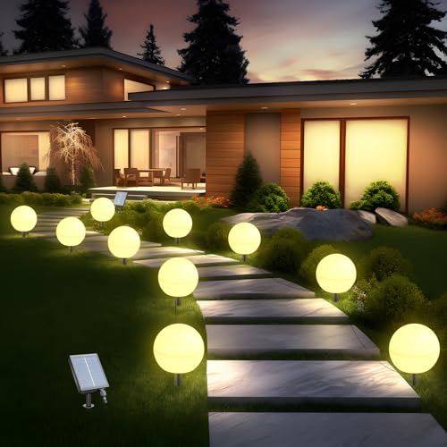 Auidum Solar Lights Outdoor Waterproof Decorations, 5 Pack Solar Globe Lights for Outside Color Changing Solar Garden Landscape Lights for Yard Patio Pathway Walkway Wedding Party Decor by Auidum - Used condition - US$25.38
