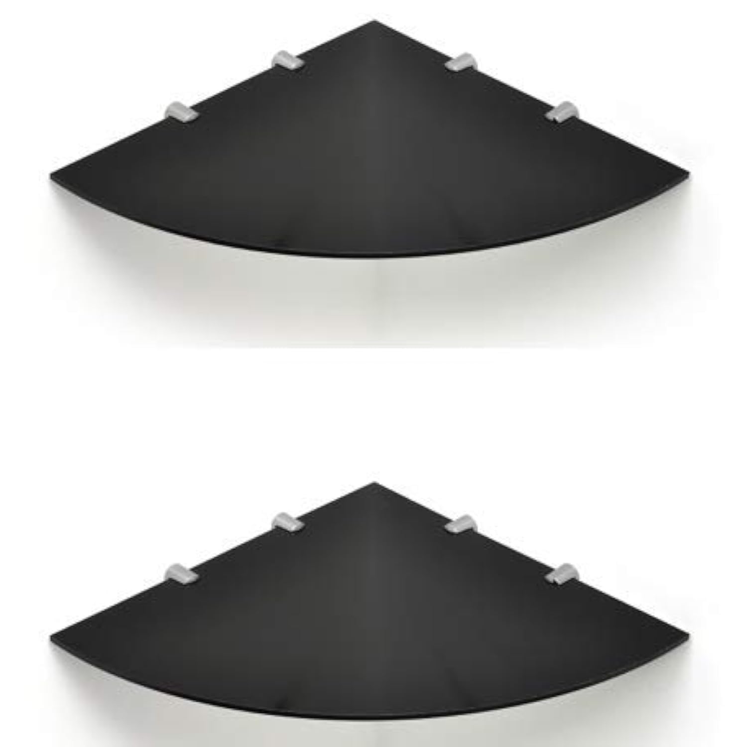 Wandmontiertes Wand-Eckregal aus Acryl, mit Chromstützen, erhältlich in Transparent, Schwarz und Weiß, 300 mm x 2 Stück RP-C4F8-0RET
