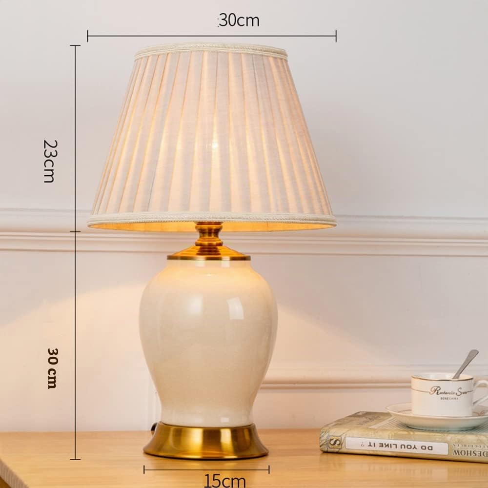Mengjay Lampada da tavolo salotto lampada Vintage,Ceramica Lampada da scrivania,E27 Lampada comodino per camera da letto, studio, comodino, scrivania(lampadine non incluse) (Bianco)