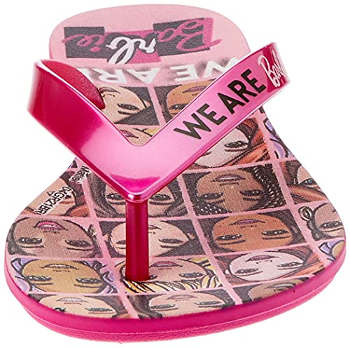 Chinelo Barbie Faces, Grendene Kids, Criança Unissex, Rosa/Rosa Metalizado, 26/27