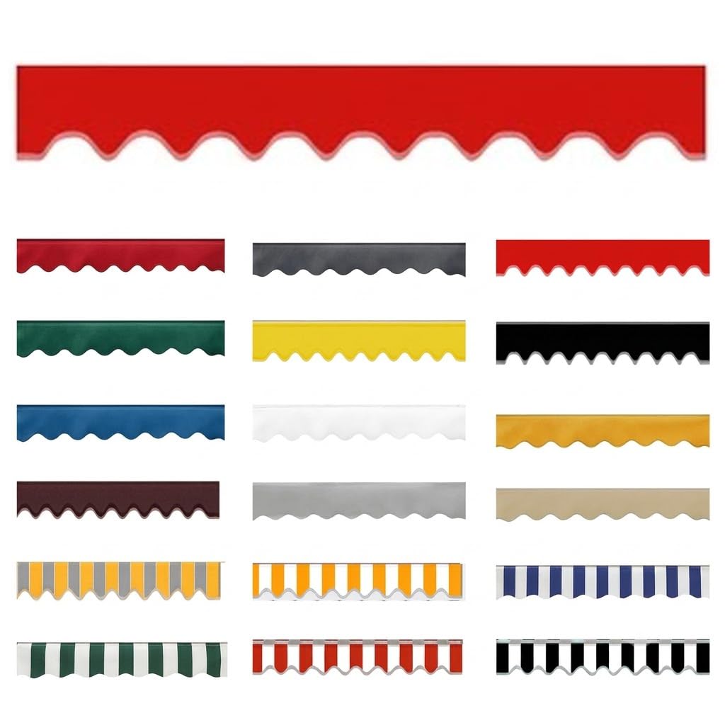 Replacement Awning Valance UV Resistant,Waterproof Fabric Strip Valance Only 26cm Height Durable Scalloped Valance for Awnings Replacement Accessory for Outdoor,Red,W150xH26cm