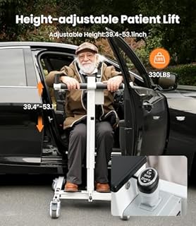 VOCIC Electric Transfer Lift for Car, Portable Folding Patient Lift Transfer Chair, Electric Assist Lift Aid for Seniors, Adults, AY06