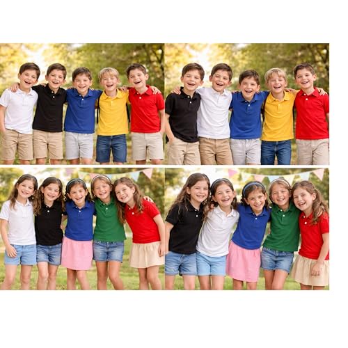 Image of Kids Boys Polo T-Shirt | Half Sleeves | Organic Cotton Rich Bio-Wash Fabric | Ultra Soft & Breathable | Regular Fit | Plain Solid Colour Casual Wear & School Uniform