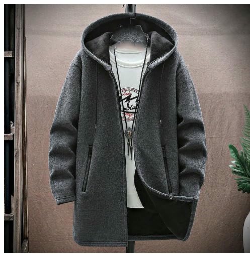 Cárdigan de punto con capucha de hombre chaqueta gruesa forrada de felpa 7