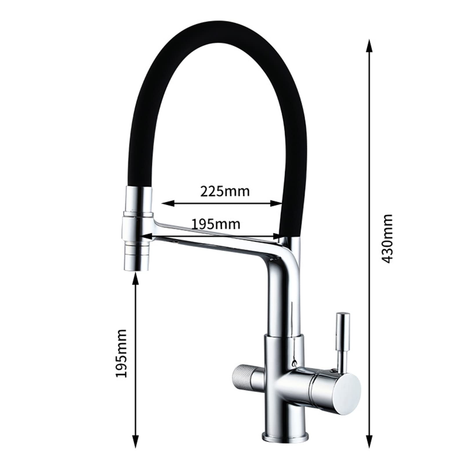 Grifo Cocina Extraible Osmosis Grifo 3 Vias Osmosis Arco Alto Doble Mango 3 en 1 Griferia de Cocina Grifo para Fregadero Filtro Agua Grifo Cocina Pistola Gris