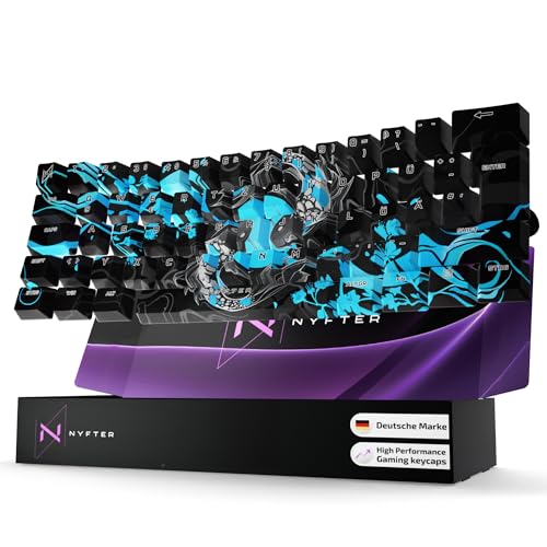 Nyfter - Premium Koi Blossom Keycaps ISO 60% e 75% Custom Keycaps Layout ISO per tastiere meccaniche (blu, 60%)