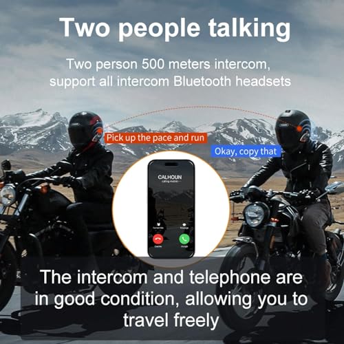 Khptop Motorcycle Helmet Bluetooth Headset 500meters 2 Riders Bluetooth Helmet Intercom Headset with CVC Noise Sound Quality Speakers Communication Systems Motorcycle Riding/Snowmobile/Cycling/Sports - Thumbnail 3