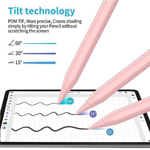 Image of Kingone Upgraded Stylus Pen Pencil, Ultra High Precision & Sensitivity, Palm Rejection, Prevents False ON /Off Touch, Power Display Tilt Sensitivity, Magnetic Adsorption For Tablet (Pink)