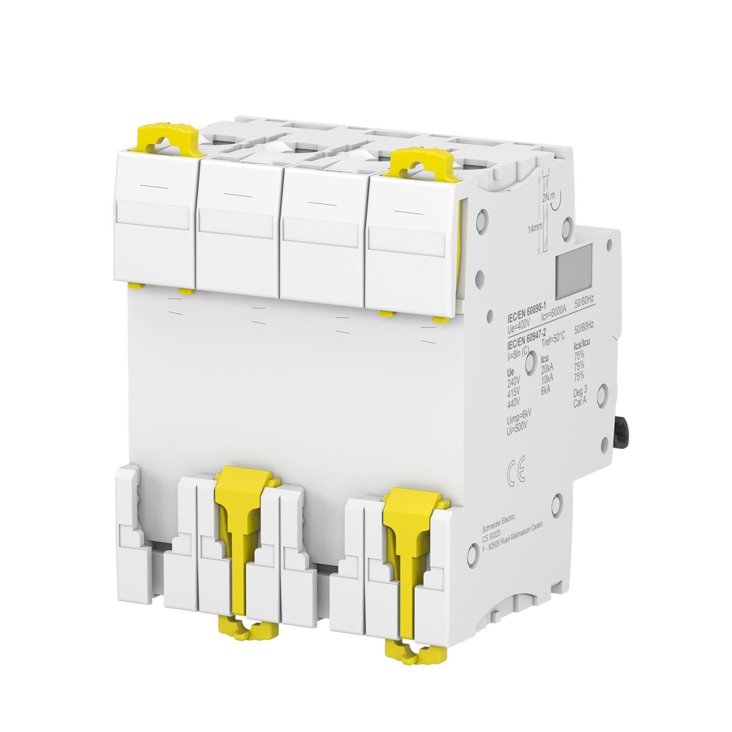 Schneider a9 F74416 iC60 N, 4P, 16 A C MCB Miniature Circuit Breaker, blanco, 1 unidad
