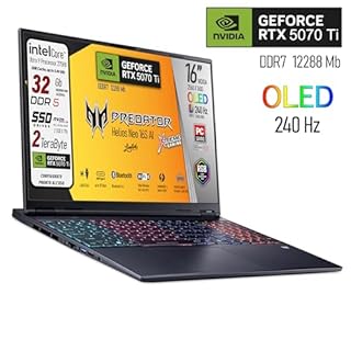 acer Predator Helios Neo 16s Ai, Notebook Gaming, Intel Ultra 9-275X, 24core, RAM DDR5 32Gb, SSD 2Tb (2 x 1Tb), Display 16" Oled 240Hz, DCI-P3 al 100%, Geforce RTX 5070Ti 12Gb, Win 11, Preconfigurato