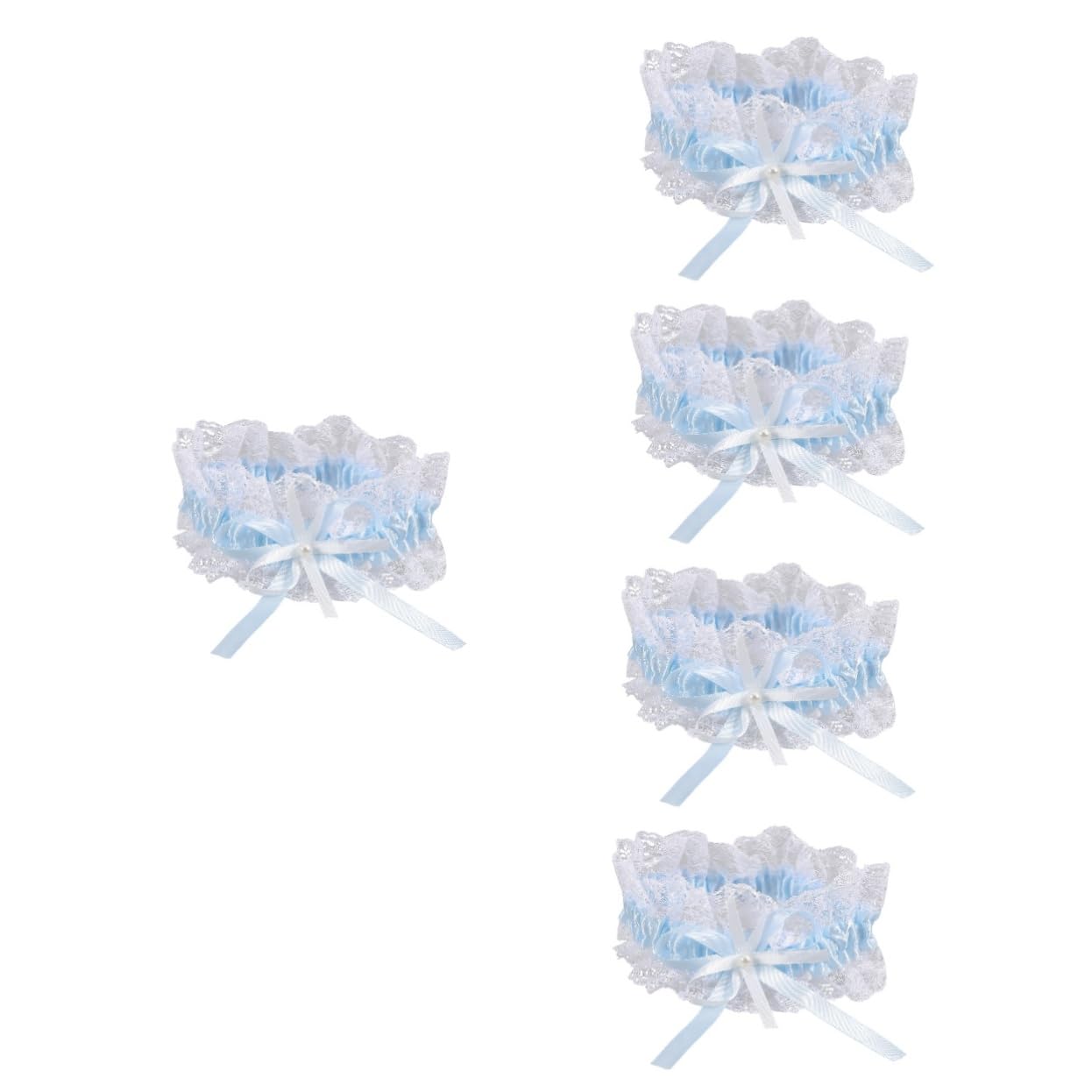 FOMIYES Strumpfbandring Junggesellin für Braut Hochzeit Gürtel Bein Braut Spitzenstrumpfband Hochzeitsversorgung Hochzeitsstrumpfschaft Imitationsperlen Sky-Blue