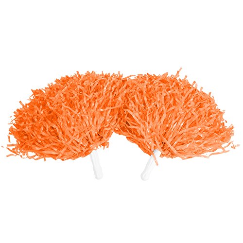 VGEBY 2 Pcs Orange Pom Poms, Hot Cheerleader Pom Poms for Sports Party Dance Accessory (Orange)