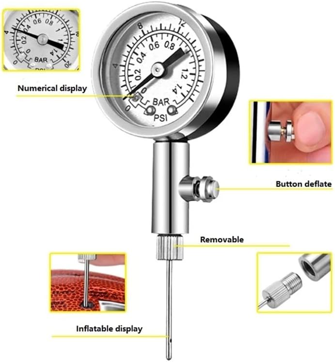 Miniatura 4 de CZDYUF Medidor de presión de aire para pelotas de fútbol, balón de fútbol, reloj de aire, fútbol, voleibol, baloncesto, barómetros