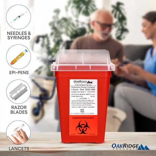 Oakridge-Products-Sharps-Container-for-Home-Use-and-Professional-1-Quart-80-Pack-Biohazard-Needle-and-Syringe-Disposal-Small-Portable-Container-for-Travel-CDC-Certified