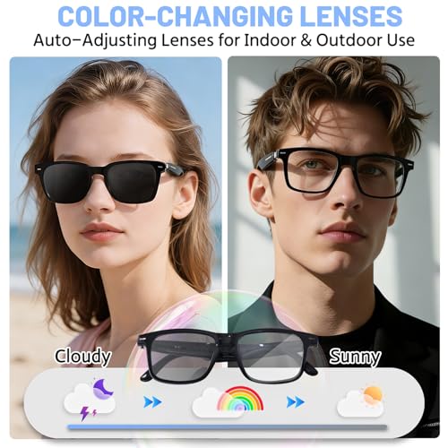 AI Smart Glasses for Men & Women – Powered by ChatGPT, 164+ Languages Translation and Photochromic Lens, Meeting Assistant, Bluetooth Glasses w/ Music & Hands-Free Calling, UV & Blue Light Protection - Image 6