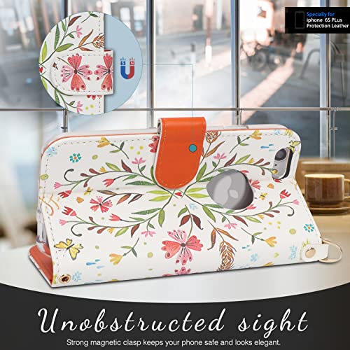 Fyy Case For Iphone 6 Plus/6S Plus, Pu Leather Wallet Phone Case With Card Holder Flip Protective Cover [Kickstand Feature] [Wrist Strap] For Apple Iphone 6 Plus/6S Plus 5.5" Spring #TOP4