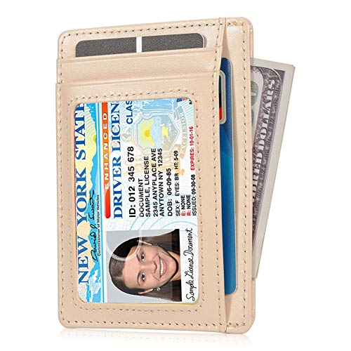 Image of GH GOLD HORSE Slim RFID Blocking Card Holder Minimalist Leather Front Pocket Wallet for Women | Slim